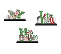 EXTRWORY Wooden Christmas Table Decorations Set Of 3 Rustic Holiday Centerpieces For Home Wedding Party Green Red White