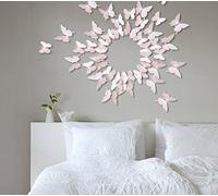 EXTSUD 12 Pieces Butterflies Wall Stickers, Wall Stickers Three-dimensional Effect, 3D Butterflies with Shining Diamonds, DIY Wall Stickers Home Decoration (Pink)