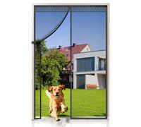EXTSUD Fiberglass Magnetic Screen Door, Anti Mosquito Mesh Fly Curtain with Full Frame Hook&Loop Easy to Install Fiberglass Mesh Curtain Anti Mosquito (140x240 cm, Black), 2035244