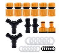 EXTSUD Hose Connector Fitting Set, including Hose End quick Connector, 2in1 Threaded Tap Connector, Double Male Snap Connector, Hose Y Splitter Connector, Hose Washer & O rings Spares Kit