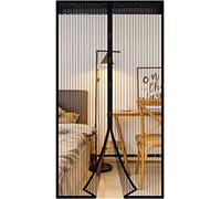 EXTSUD Magnetic Screen Door, Polyester Magnetic Door Fly Screen Curtain Magic Paste Curtains Super Quiet Stripes Encryption for Anti Mosquito or Anti Pest Magnetic Soft Door (Black, 120 x 240 cm)
