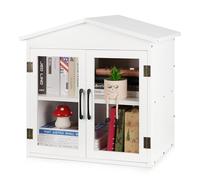 Exttlliy Outdoor Library Outdoor Book Box Storage Small Wooden Cabinet Little Literature Box for Neighborhoods Community and Schools Sharing Books, Flyers, Newspapers, Food and Art (E)
