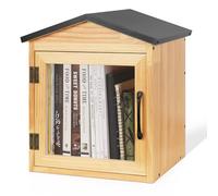 Exttlliy Outdoor Library Outdoor Book Box Storage Small Wooden Cabinet Little Literature Box for Neighborhoods Community and Schools Sharing Books, Flyers, Newspapers, Food and Art (B)