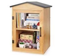 Exttlliy Outdoor Library Outdoor Book Box Storage Wooden Cabinet Little Literature Box for Neighborhoods Community and Schools Sharing Books, Flyers, Newspapers, Food and Art
