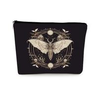 EXUQO Moth Small Makeup Bags,Tarot Black Cosmetic Bag Gift for Girls,Goth Gift for Sister Daughter Friend Zipper Pouch,Gothic Lover Gift