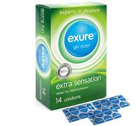 Exure 14pk Ribbed Condoms Thin Extra Feel - Ultra Thin Lubricated - Ribbed Condoms Best for Her - 1pk x 14pcs
