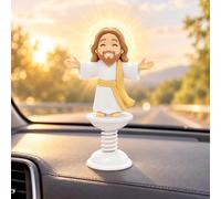 Exuuei Jesus Figures Bobble Head, Religious Car Dashboard Accessories | Embrace your Jesus with open arms and a smile for daily faith and comfort on the go