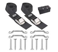 EXVITAL Battery Tie Down Strap Hold Down Kit, 1" x 48" Cooler Tie Down Kit with Non-rusting Cam Buckle, Stainless Steel Bracket & SS Screws for RV Battery,luggage belt (2 Pack)