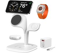 EXW Magnetic Wireless Charging Station,3 in 1 Mag-Safe Charger Stand for iPhone Air/17/16/15/14/13/12/Pro/Pro Max/Mini,Fast Charging Station for Apple Watch and for AriPods(White)