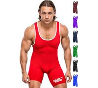 Exxact Sports Men's Wrestling Singlet, High Performance Powerlifting Singlet Wrestling Singlets for Men, Red, Adult L