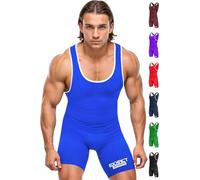 Exxact Sports Plain Wrestling Singlet, Powerlifting Singlet Youth Wrestling Singlet Men for Training (Unisex Adult/Youth), Royal, Adult L