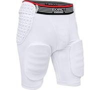 Exxact Sports Rebel 5-Pad Adult Football Girdle for Men with Integrated Hip, Thighs, Tailbone Pads, Padded Compression Shorts, Mens Girdle Football with Cup Pocket (White, AL)
