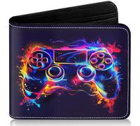 EXXBYELI Boys Wallet for Kids, Cool Kids Gamer Wallet for Boys Ages 8-10 9-12 11-15 with Credit Id Card Cash Holder Black RFID Blocking Zipper for Teen Youth Guys Teenager Birthday Christmas Gifts