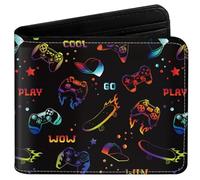 EXXBYELI Teen Boys Cool Wallet Funny Leather Cute Dinosaur Wallets Credit Id Card Cash Holder Black Rfid Blocking Zipper Aesthetic Cool Wallet For Teen Boys Male Youth Guys Men Teenager, game-16,
