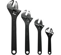 EXXO Adjustable Crescent Wrench Set - 4 Piece Tool Box Accessories - Made with Forged Steel for Durability and Long Lasting Use