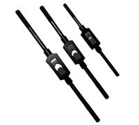 EXXO Tools 3PC Wrench Set - Adjustable Tap Handle Wrench Kit 1/4", 3/8", 1/2" Tap Capacity Steel Tapping Tool Adjustable Wrench Set Machinist Tools Tap Set Metalworking Tools Hand Taps Reamer Tools