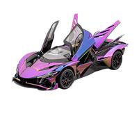 EXYFRUX Die-cast Metal Vehicles 1:24 Scale For Apollo EVO Supercar Alloy Car Model Fully Open Door Sound And Light Pull-Back Static Vehicle Model Gift Collector Cars(Purple and blue)