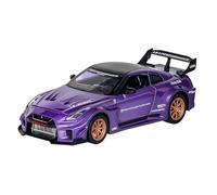 EXYFRUX Die-cast Metal Vehicles Simulation 1:24 For Nissan God Of War GTR Die-cast Alloy Car Models Sound And Light Pull-Back Static Vehicle Model Collector Cars(Purple)