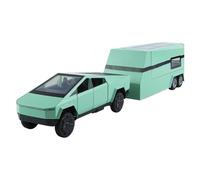 EXYFRUX Die-cast Metal Vehicles Simulation 1:32 For Tesla Cyber Pickup Trailer Camper Van Sound And Light Pull-Back 6 Open Door Static Vehicle Model Collector Cars(Green)