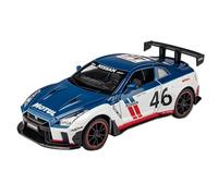 EXYFRUX Die Casting 1:22 1:32 For Nissan Classic Ares GTR Simulation Sound And Light Pull-back Alloy Car Model Miniature Vehicle Model Presents Decoration(1:22 blue and white)