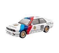 EXYFRUX Die Casting 1:24 For BMW Retro M3 E30 M4 Series Alloy Simulation Car Model Sound And Light Pull-back Miniature Model Collection Presents Decoration(E30 white blue)