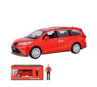 EXYFRUX Die Casting 1:24 For Toyota Sienna Business MPV Alloy Car Model Simulation Fully Open Door Pull-back Vehicle Model Collection Presents Decoration(Red)