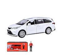 EXYFRUX Die Casting 1:24 For Toyota Sienna Business MPV Alloy Car Model Simulation Fully Open Door Pull-back Vehicle Model Collection Presents Decoration(White)