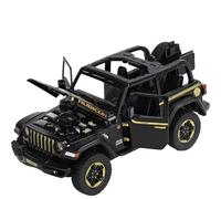 EXYFRUX Die Casting 1:32 1:22 For Jeep Wrangler Rubicon Simulation Alloy Car Model Sound And Light Fully Open Door Miniature Vehicle Model Presents Decoration(1:20 Rubicon Black)