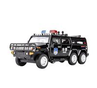 EXYFRUX Die Casting 1:32 For Hummer Extended 6X6 Off-Road Vehicle Series Alloy Simulation Car Model Sound And Light Pull-back Miniature Model Presents Decoration(SWAT Black)
