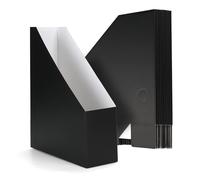 EXYGLO 12 Pack Black Magazine File Holder, Cardboard Magazine Rack with Label , Foldable Storage Organizer Box for Book, Documents, 9.9x3.3x12 Inches