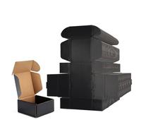 EXYGLO 40 Pack 4x4x2 Shipping Boxes, Black Corrugated Cardboard Boxes for Packaging Small Business, Moving, Shipping, Mailing, and Storing