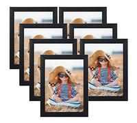 EXYGLO 7x5 Photo Frames Set of 7, Black 7x5 Picture Frame for Wall and Tabletop Diaplay- Ideal for Living Room, Bedroom, Hallway or Office