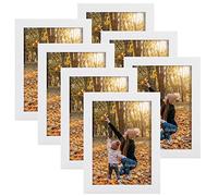 EXYGLO 7x5 Photo Frames Set of 7, White Picture Frame 7x5 for Wall and Tabletop Diaplay- Ideal for Living Room, Bedroom, Hallway or Office