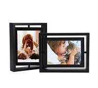 EXYGLO Black 7x5 Photo Frames, Double Picture Frames 5x7 for Horizontal or Vertical Tabletop Display - Perfect Presents for Families and Friends (2 Pack)