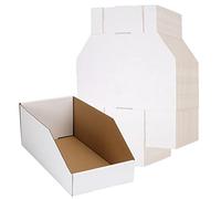 EXYGLO Cardboard Boxes, Pack of 35 Corrugated Storage Bins 12x6x4.5 inch Pantry Organizer Bins for Shelves Garage Office Organization