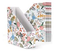 EXYGLO Cardboard Organizer, 12 Pack Floral Design File Holder for Desk and Shelves, Foldable Folder Organizer for Documents, Office Supplies Storage