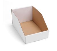 EXYGLO Cardboard Storage Bins 35 Pack, 9.4x6x4.5 Inch Cardboard Boxes, Corrugated Organizer Bins for Pantry, Shelves, Garage, Office, Shop, White