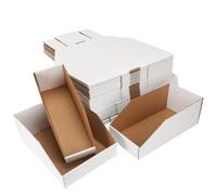 EXYGLO Cardboard Storage Bins Assorted Sizes, 35 Mixed Pack Cardboard Boxes,18 Pack 12x4x4.5, 12 Pack 12x6x4.5, 5 Pack 12x8x4.5 Corrugated Organizer Bins for Pantry, Shelves, Garage, Office, Shop
