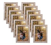 EXYGLO Rustic 7x5 Photo Frames Set of 12, Multiple Picture Frames 5x7 with PS Surface, 5x7 Photo Frame for Wall & Tabletop Display