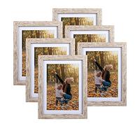 EXYGLO Rustic 7x5 Photo Frames with Mount set of 6, 8x6 Photo Frame without Mount, Photo Frame for Wall & Tabletop Decoration