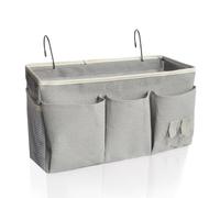 exylosluxek 1 Unit Grey Bedside Storage Hanging Caddy | Multi-pocket hanging organizer of fabric and mesh, keeps essentials within easy reach and clears surface clutter.