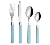EXZACT 16 Piece Turquoise Cutlery Set Stainless Steel Flatware for 4 People | Dishwasher Safe Turquoise Handles Add Fresh Colour And Comfortable Grip For Family Meals Kitchens Picnics Daily Dining