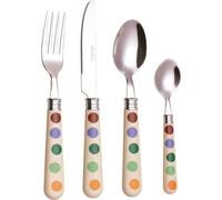 Exzact 16pcs Cutlery Polka Dots Stainless Steel - Dishwasher Safe - Dinner Knife x 4, Dinner Fork x 4, Table Spoon x 4, Tea Spoon x 4, Service for 4 -