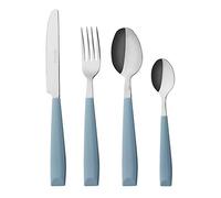 EXZACT 16pcs Cutlery Set Stainless Steel Wide Handles Serves 4 Light Blue