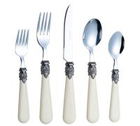 EXZACT 20 Piece Ivory Cream Cutlery Set, Stainless Steel Knife Fork Spoon Set for 4, Vintage Antique Style Handles, Elegant Traditional Dinner Flatware, Dishwasher Safe Tableware