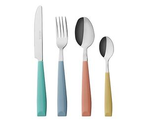 EXZACT 24 Piece Coloured Flatware Set Stainless Steel Flatware Mix Coloured