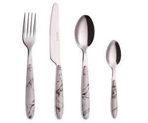 EXZACT 24 Piece Marble Handle Cutlery Set Stainless Steel Service for 6