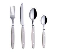 EXZACT 24pc Cutlery Set Stainless Steel Rivet Handles Dinnerware Cream