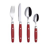 EXZACT 24pc Cutlery Set Stainless Steel Rivet Handles Dinnerware Red