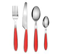 EXZACT 24pcs Cutlery Set Stainless Steel Dinnerware Serves 6 Red
